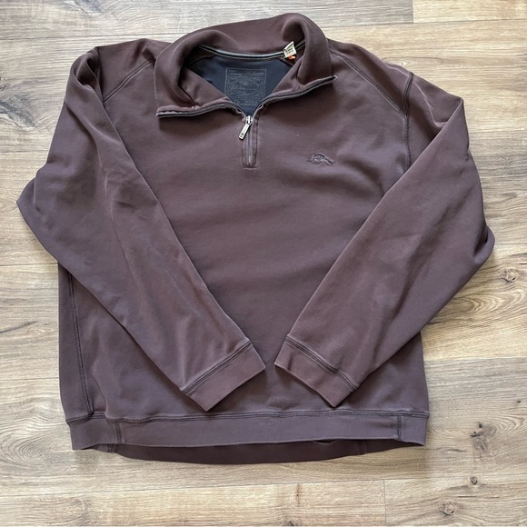 Tommy Bahama‎ Quarter Zip Sweater Brown Mens XL - Picture 2 of 7